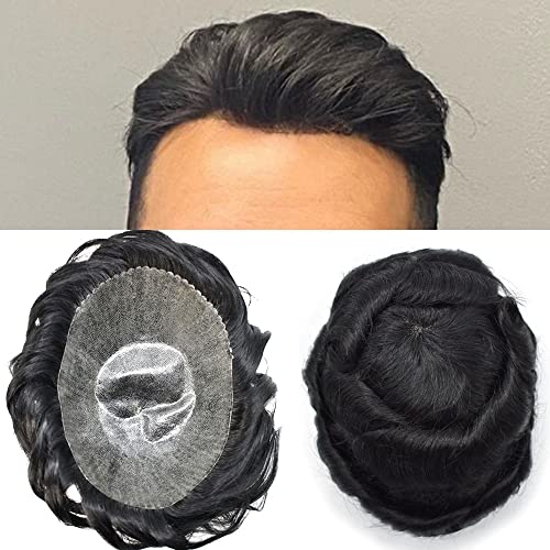 Men?s human hair toupee for natural-looking hair replacement.