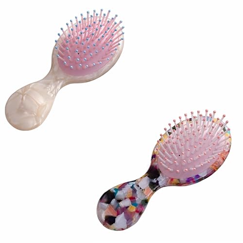 2 Pack Mini Travel Hair Brush Set Detangling for All Hair Types Kids Adults