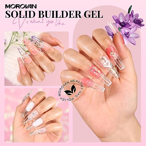 Morovan Solid Builder Gel for Nails: Clear Solid Nail Gel Multifunctional Solid Building Gel Long Lasting Hard Gel for Nail Strengthen Gel DIY at Home - Image 5