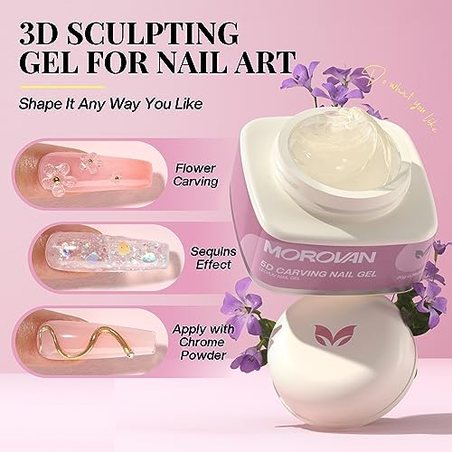 Morovan Solid Builder Gel for Nails: Clear Solid Nail Gel Multifunctional Solid Building Gel Long Lasting Hard Gel for Nail Strengthen Gel DIY at Home - Image 8
