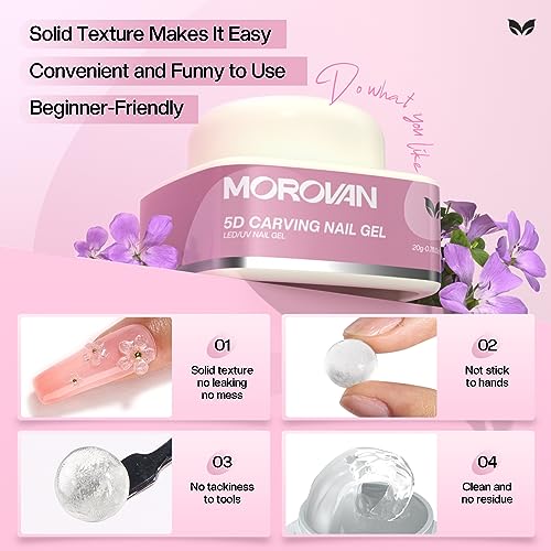 Morovan Solid Builder Gel for Nails: Clear Solid Nail Gel Multifunctional Solid Building Gel Long Lasting Hard Gel for Nail Strengthen Gel DIY at Home - Image 3