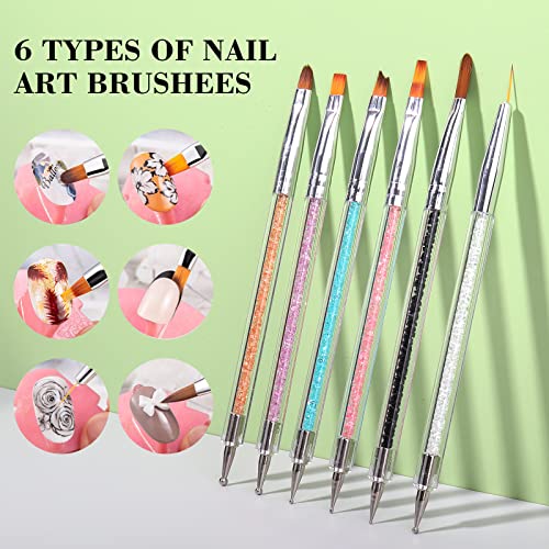 6 Piece Acrylic Nail Art Brush Set with Dappen Dish for Professional Manicure - Image 2