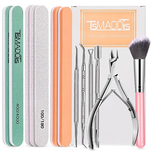 Nail File and Buffer, TsMADDTs Manicure and Pedicure Tool Kit with Nail Files and Buffers Block Set, Polish Buffer, Cuticle Pusher, Cuticle Nipper, Peeler, File Lifters for Toenail,13pc Nail Care Kit