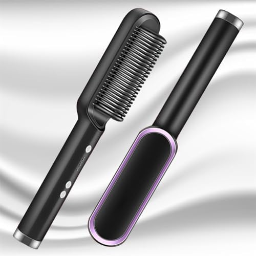 2-in-1 Negative Ion Hair Straightener Brush Curler, 5 Temperature Settings, Fast Heating - Image 2