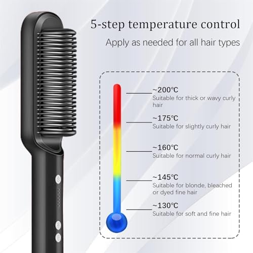 2-in-1 Negative Ion Hair Straightener Brush Curler, 5 Temperature Settings, Fast Heating - Image 3