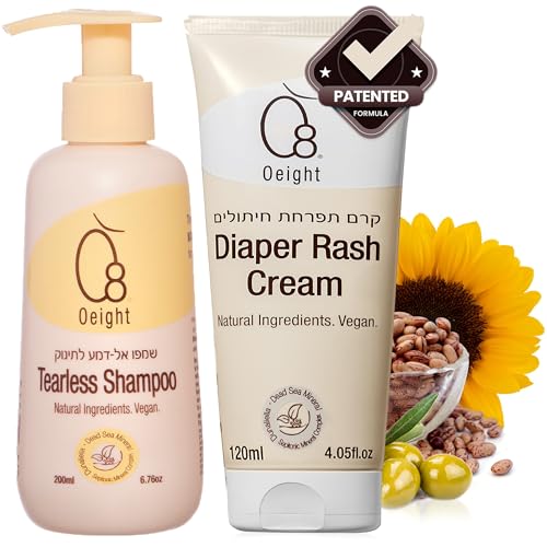 Gentle Tearless Baby Shampoo and Diaper Rash Cream Set 8 oz Capacity