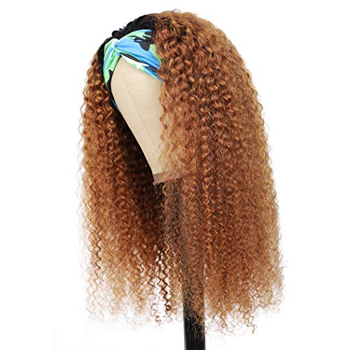 16" Ombre Curly Dark Brown Brazilian Kinky Afro Headband Wig for Women - Image 6