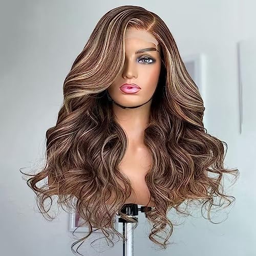 Ombre Highlight Honey Blond Loose Wave 13X6 HD Invisible Lace Front Human Hair Wigs for Women 150% Density Brazilian Remy Glueless Wig Pre Plucked with Baby Hair Bleached Knots for Women - Image 5