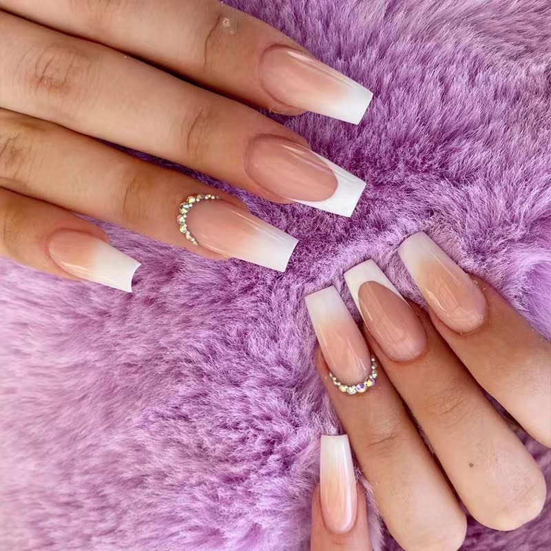Ombre White Tip Acrylic Nails