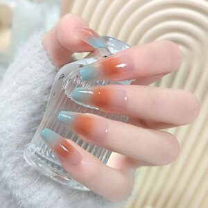 Periwinkle Coffin-Shaped Acrylic Nails Set 24 Piece for Stylish Manicures