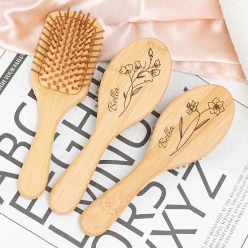 Personalized Bamboo Brushes for Women Custom Name Hair Brush Bridesmaid Hairbrush Detangling Brush For Curly Hair Thick Hair Birthday Gift for Wife Mom Grandma Friends Sister Her - Image 5