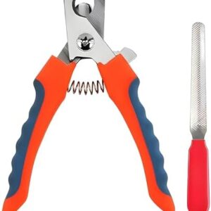Pet Nail Clippers, Professional Grooming Tool with Safety Guard, Best Paw Safe and Painless Claw Trimmer, Lock-Protective to Avoid Over Cutting, Free Nail File, Pet Nail Clippers for Dogs & Cats.