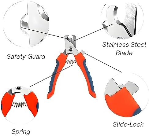 Pet Nail Clippers, Professional Grooming Tool with Safety Guard, Best Paw Safe and Painless Claw Trimmer, Lock-Protective to Avoid Over Cutting, Free Nail File, Pet Nail Clippers for Dogs & Cats. - Image 2