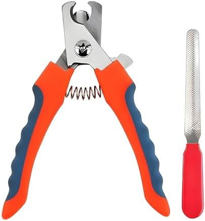 Pet Nail Clippers, Professional Grooming Tool with Safety Guard, Best Paw Safe and Painless Claw Trimmer, Lock-Protective to Avoid Over Cutting, Free Nail File, Pet Nail Clippers for Dogs & Cats.