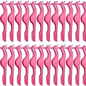 Pink 24-Piece Stainless Steel Eyelash Applicator Set for Effortless Makeup Application