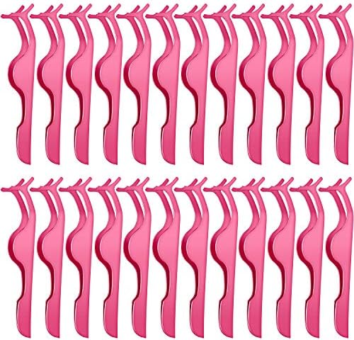 Pink 24-Piece Stainless Steel Eyelash Applicator Set for Effortless Makeup Application