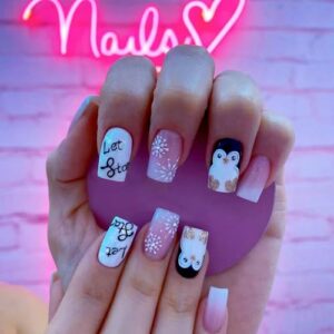 Pink French acrylic nails for elegant look.