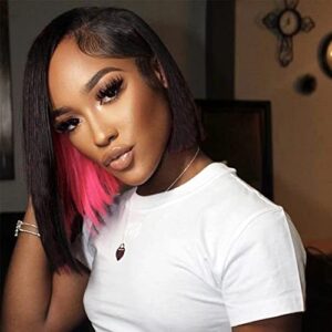 13-Inch Pink Lace Front Human Hair Wig 100% Natural Adjustable Straps