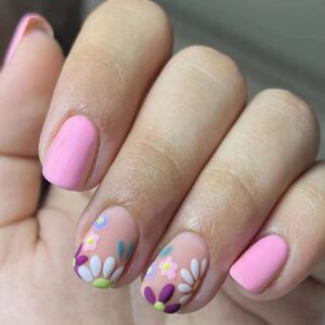 Pink matte acrylic nails for stylish look.