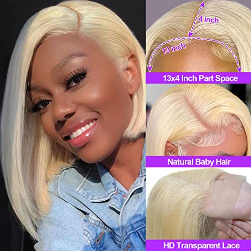 Platinum Blonde 14-Inch Human Hair Bob Wig for Women Natural Look - Image 2