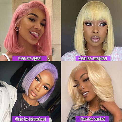 Platinum Blonde 14-Inch Human Hair Bob Wig for Women Natural Look - Image 6