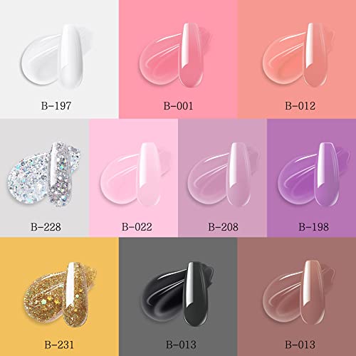 Poly Gel Nail Kit 10 Colors Quick Nail Extension Gel Builder Slip Solution Nail Strengthener Rhinestone French Complete Poly Gel Beginner Starter Kit for DIY Manicure Home Women Gift - Image 2