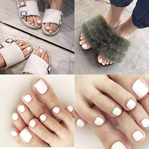 Press on Toenails 24pcs Short Square Fake Toenails Full Cover White Matte False Toe Nails Acrylic Toenails for Women Girls Foot Decor - Image 6