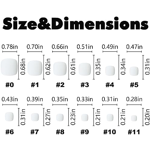 Press on Toenails 24pcs Short Square Fake Toenails Full Cover White Matte False Toe Nails Acrylic Toenails for Women Girls Foot Decor - Image 5