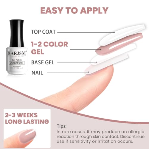 RARJSM Pink Gel Nail Polish,Jelly Gel Polish Sheer Pink Nail Gel Polish,Soak Off UV LED Cured Nude Translucent Pink Skin Color Nail Gel Polish Nail Art Manicure Salon DIY at Home 15ML - Image 6