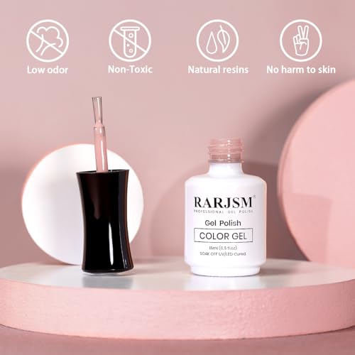 RARJSM Pink Gel Nail Polish,Jelly Gel Polish Sheer Pink Nail Gel Polish,Soak Off UV LED Cured Nude Translucent Pink Skin Color Nail Gel Polish Nail Art Manicure Salon DIY at Home 15ML - Image 2