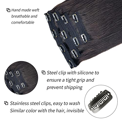 14 Inch Black Remy Real Human Hair Clip-In Extensions 70g Set of 4 - Image 3