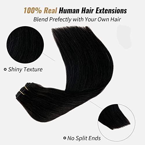 14 Inch Black Remy Real Human Hair Clip-In Extensions 70g Set of 4 - Image 5