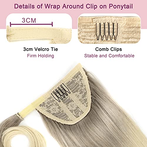 20 Inch Natural Brown Real Human Hair Ponytail Extension, Clip-in - Image 4