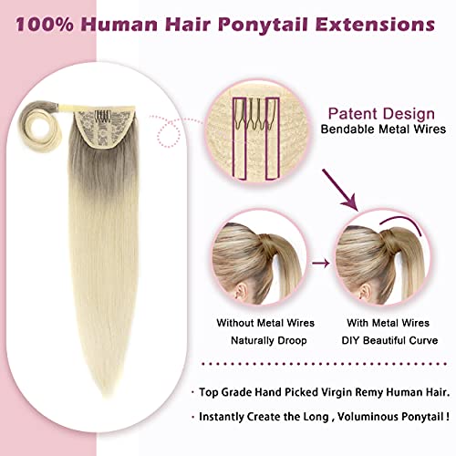 20 Inch Natural Brown Real Human Hair Ponytail Extension, Clip-in - Image 3