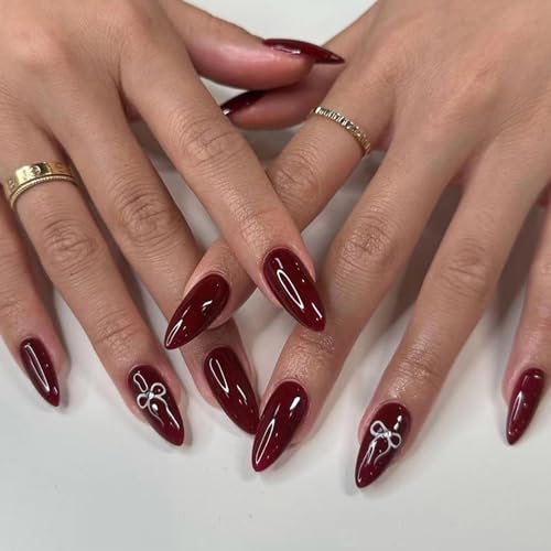 Red Almond Acrylic Nails