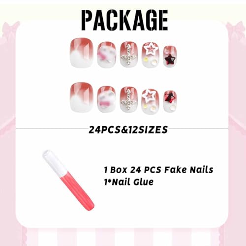 Chic Red and White Ombre Acrylic Nail Design Kit for Stylish Nail Art Enthusiasts - Image 5