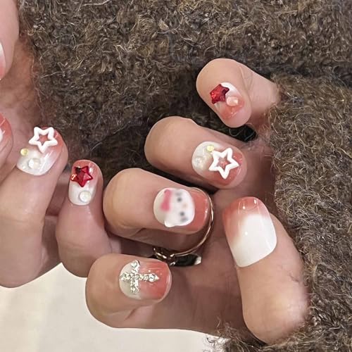 Chic Red and White Ombre Acrylic Nail Design Kit for Stylish Nail Art Enthusiasts