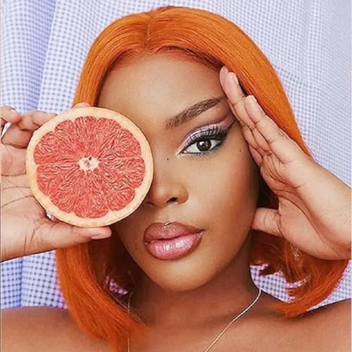 ?Red Orange Human Hair Wig? - Image 3