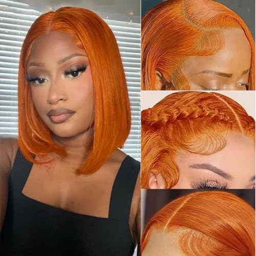 ?Red Orange Human Hair Wig? - Image 2