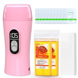 Professional Honey Wax Roller Kit with LED Display for Women's Hair Removal - 100 Strips