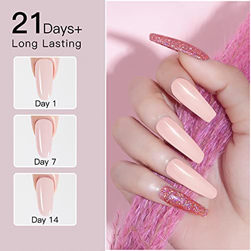 ROSALIND Glitter Poly Nails Gel Set, 6 Colors Nail Extensions Gel Clear White Soft Pink Glitter Series Nail Enhancement Gel, 15ML Poly Nail Gel Colors for Nails Art Beginner DIY at Home - Image 7