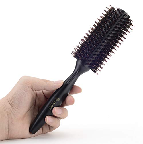 Natural Bristle Round Wooden Hair Brush with Ergonomic Handle for All Hair Types - Image 6