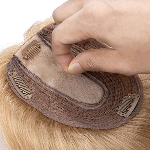 S-noilite Hair Toppers for Women Real Human Hair Topper No Bangs #27 Dark Blonde clip in topper 6 Inch Hair Pieces for Women with Thinning Hair Silk Base Hair Loss Cover 100% Real Human Hair 27g - Image 8