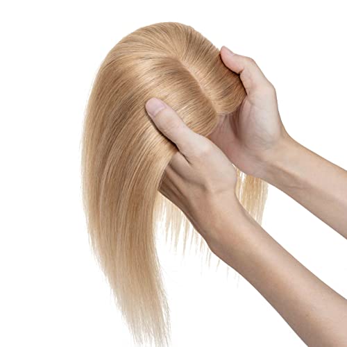 S-noilite Hair Toppers for Women Real Human Hair Topper No Bangs #27 Dark Blonde clip in topper 6 Inch Hair Pieces for Women with Thinning Hair Silk Base Hair Loss Cover 100% Real Human Hair 27g - Image 7