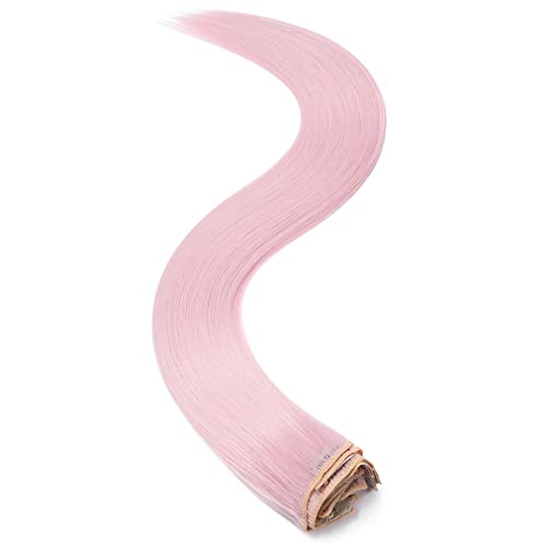 S-noilite Ombre Dip-dye Color 8 Piece Full Head Clip in Hair Extension 26 Inches 66cm Length Ash Blonde Curly New Synthetic Anti-tangle for Dreamlike Girls 26in Straight-Pink - Image 6