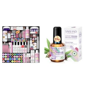 Saviland Complete Acrylic Nail Kit, 15ml Primer, Electric Nail Drill for Professional Art