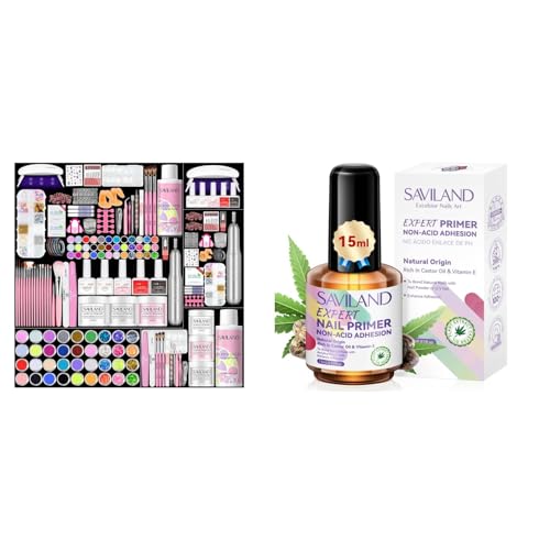 Saviland Complete Acrylic Nail Kit, 15ml Primer, Electric Nail Drill for Professional Art