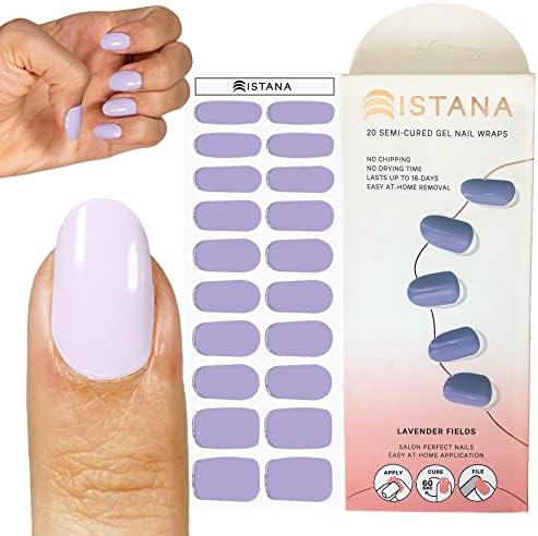 Semi Cured Gel Nail Polish Strips | 20 Stylish Strips in 10 Nail Sizes | Full Nail Wraps| Nail stickers | Self-Adhesive Nail Wraps| Lasts 18 days. (Lavender Fields)