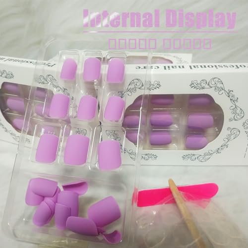 Lilac Acrylic Nail Design Set, 24 Count, Short & Elegant Style - Image 9