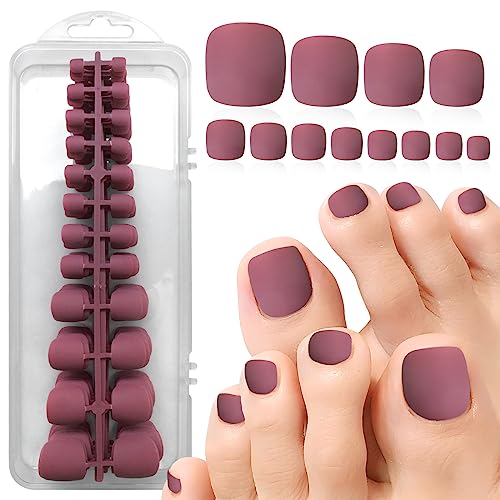 24-Piece Short Maroon Acrylic Nail Design Kit for Stylish and Elegant Nail Art